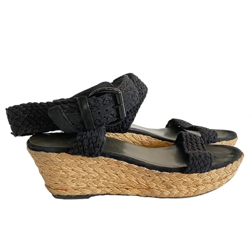 Stuart Weitzman, black and tan espadrilles size 10